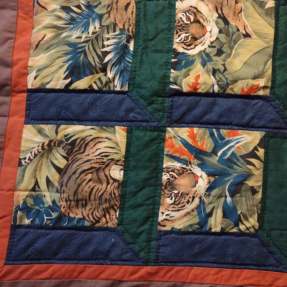 Beautiful Tiger Handmade Small Quilt With Tigers